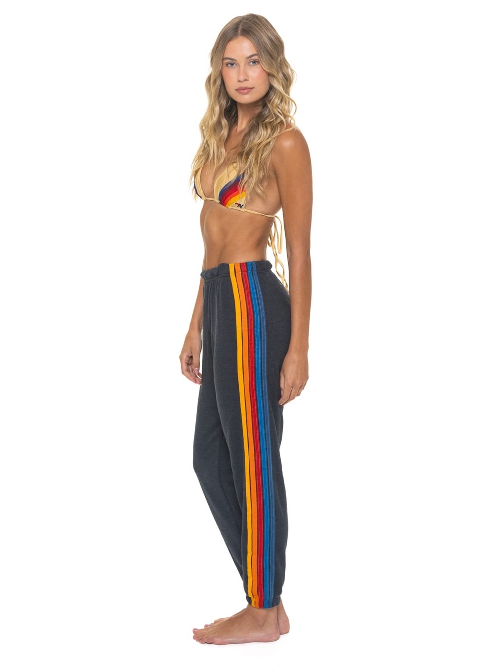 Aviator Nation | 5 STRIPE SWEATPANTS - CHARCOAL